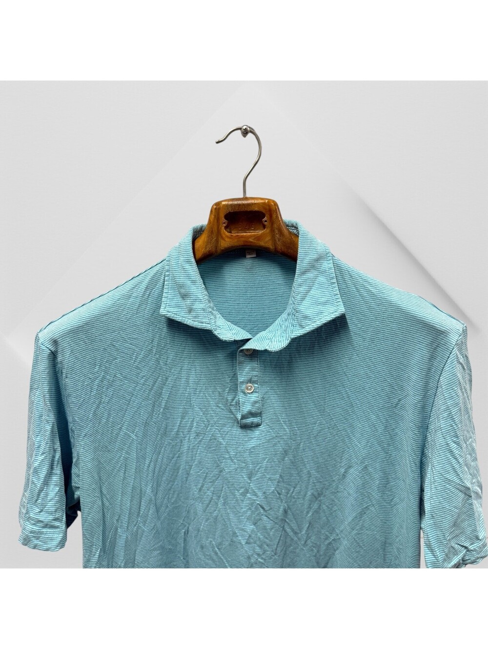 Peter Millar Polo Shirt Mens L GreenStriped Summer Comfort Golf Performance 1894